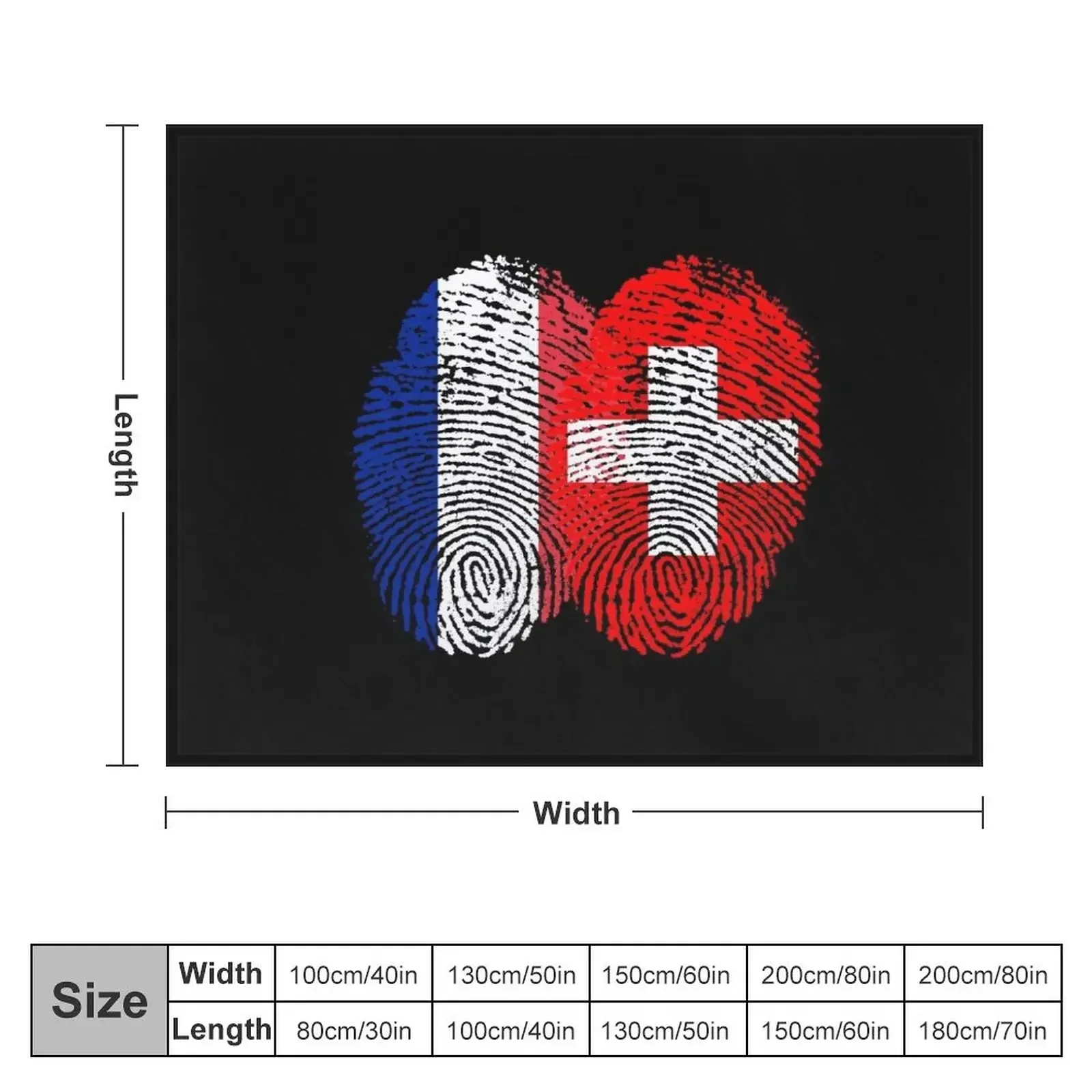 France Switzerland Flags Fingerprint united Throw Blanket Plaid Vintage Blankets