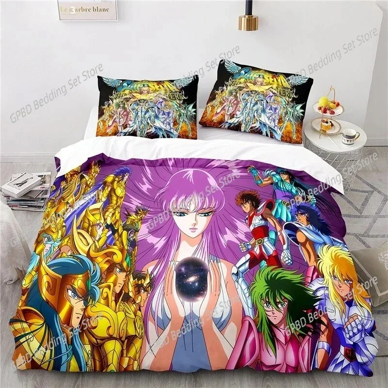 Anime Saint Seiya 3D Bedding Set Duvet Cover Pillowcases Single Twin Full Queen King Size Home Decor Quilt Boys Gift Quilt Cover