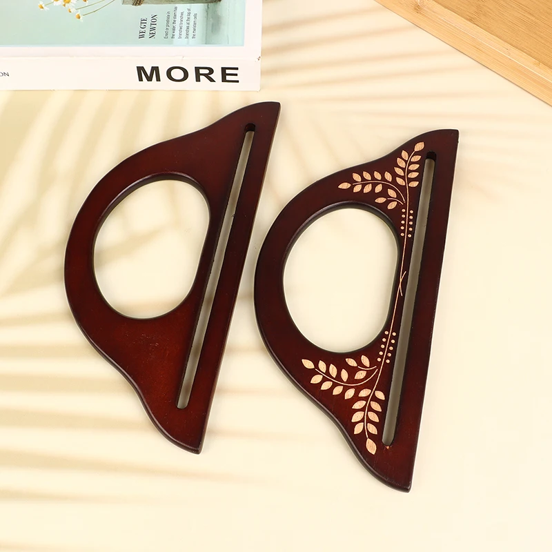 2Pcs 2 Colors Wooden Handle Handmade Purse Frames Wood Handbag Sewing Brackets DIY Handles For Making Bags Accessories