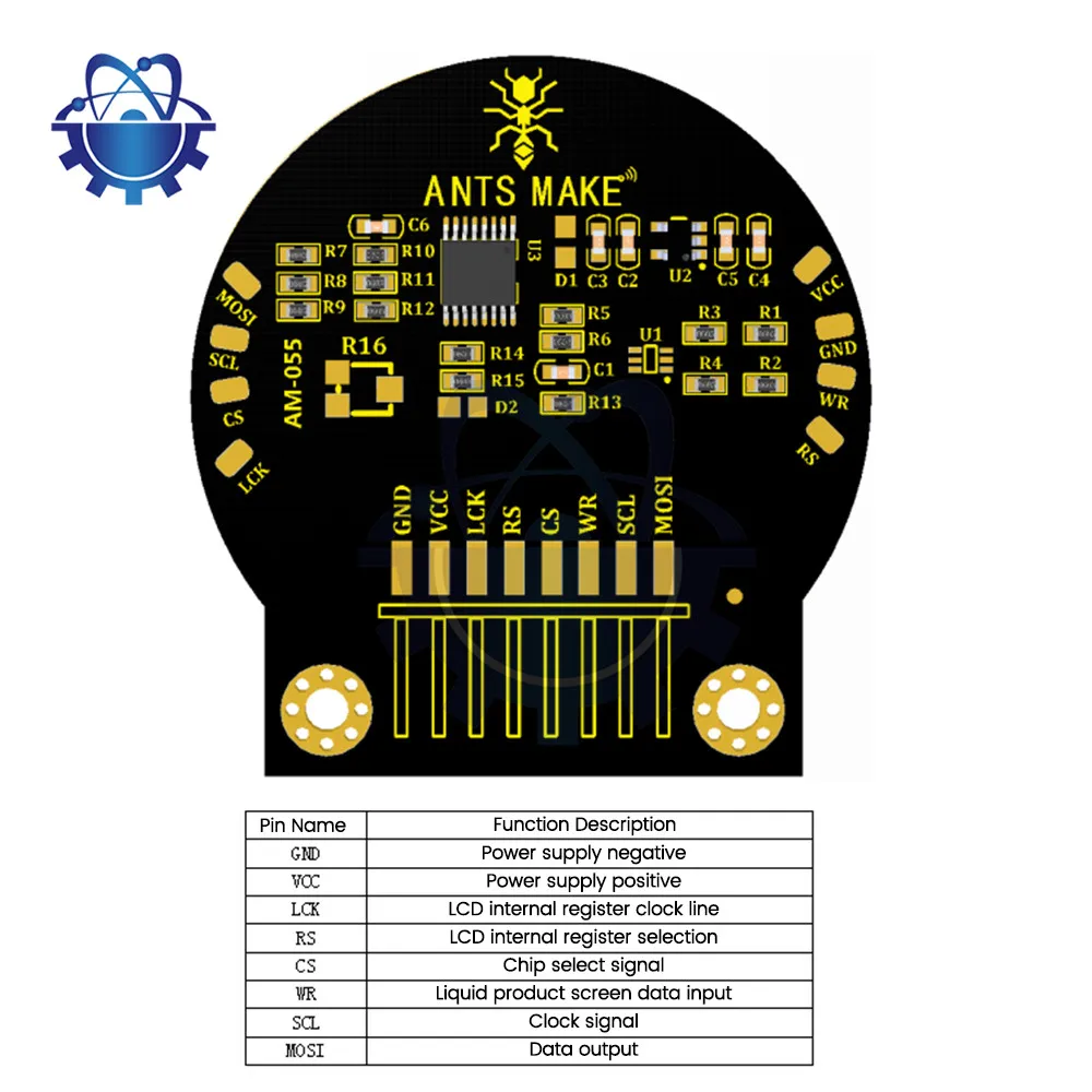 Circular TFT LCD Display Module128x128 Resolution Definition LED Display For Instrument Display Mobile Devices DC3.3-5.5V AM-05