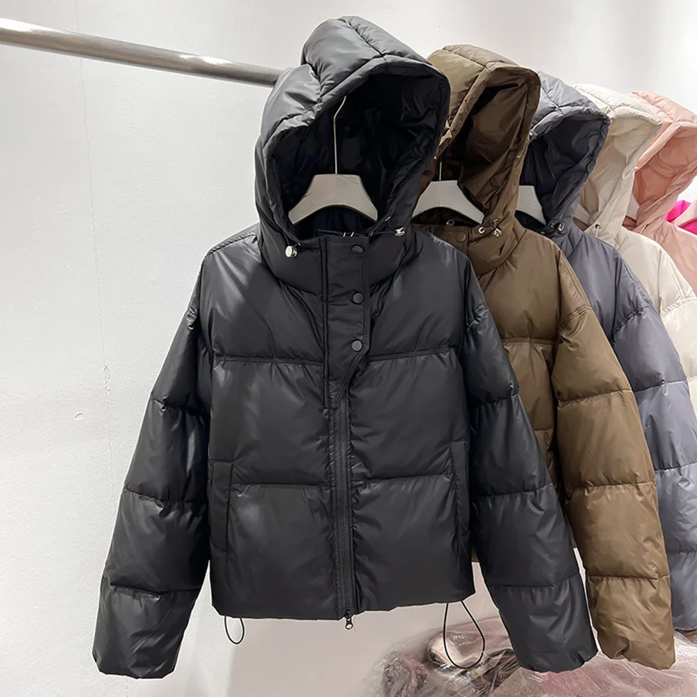 2024 Winter Women Puffer Parkas Thick Hooded Cotton Padded Coats Female Loose Short Jacket Ladies Ultra Light Warm Casual Coat