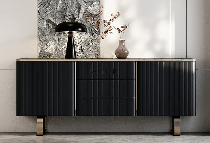 

4*Italian light luxury retro storage decorative cabinet marble entrance cabinet