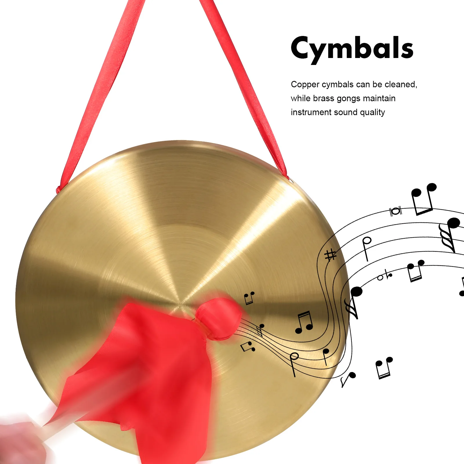 

Copper Gong Cymbal Set 22cm Gong Mallet 15cm Cymbals Pair Great Sound Percussion Instrument Suitable Schools chestras Medium