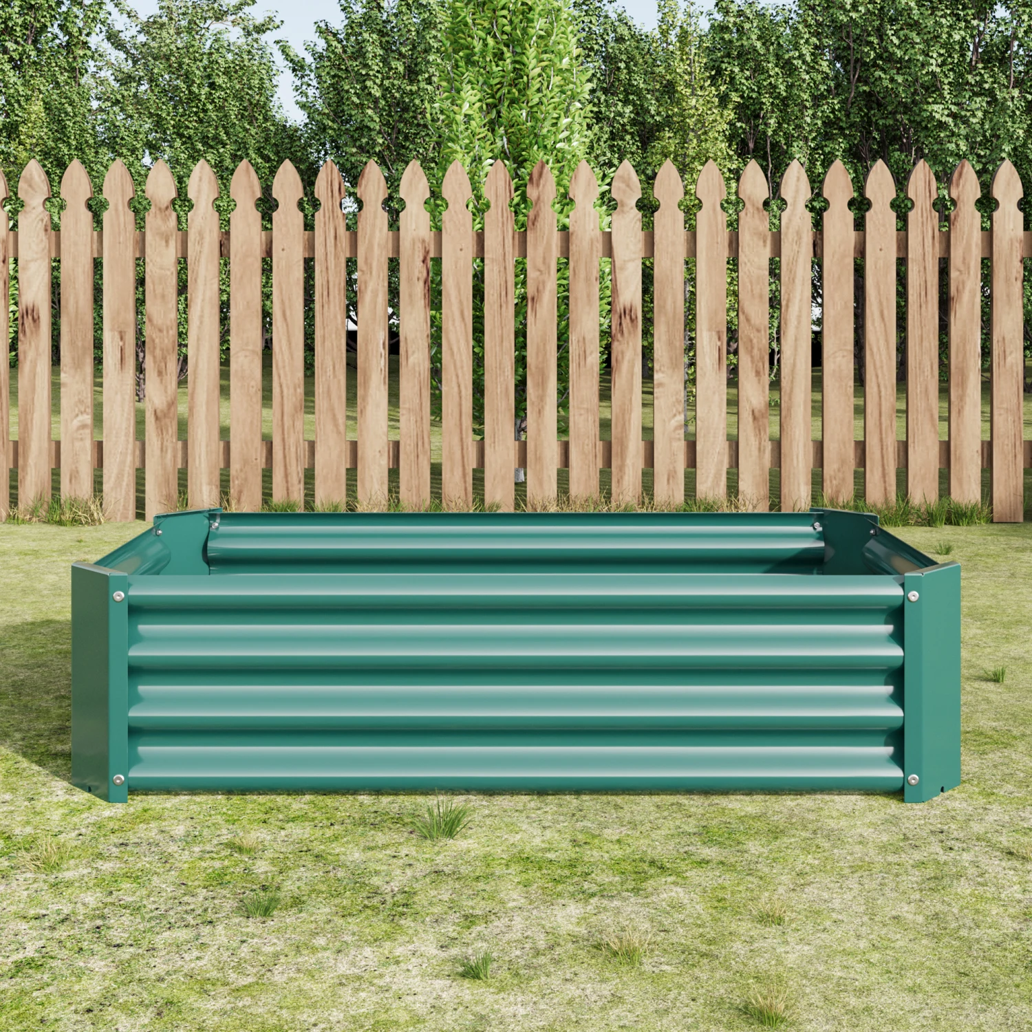 

Metal Raised Garden Bed, Rectangle Raised Planter 4×2×1ft for Flowers Plants, Vegetables Herb Veezyo Green