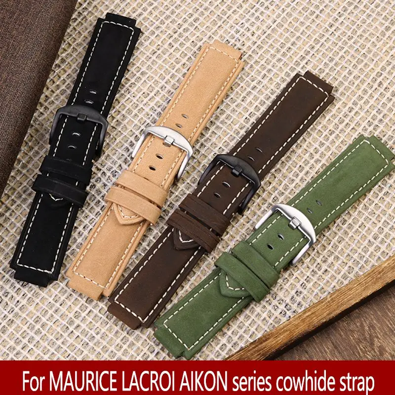 

Vintage For MAURICE LACROIX Watch Chain AIKON Series AI6008 AI6038 AI6058 High-quality Waterproof Leather Watchband 24*13MM Men