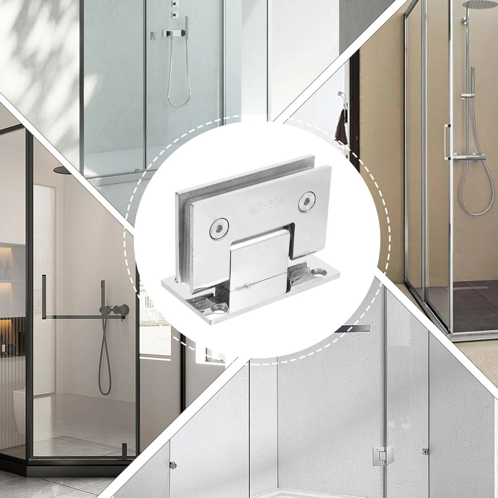 

Chrome Stainless Steel Hinge Frameless Shower Door Hinges Glass Replacement Adjustable