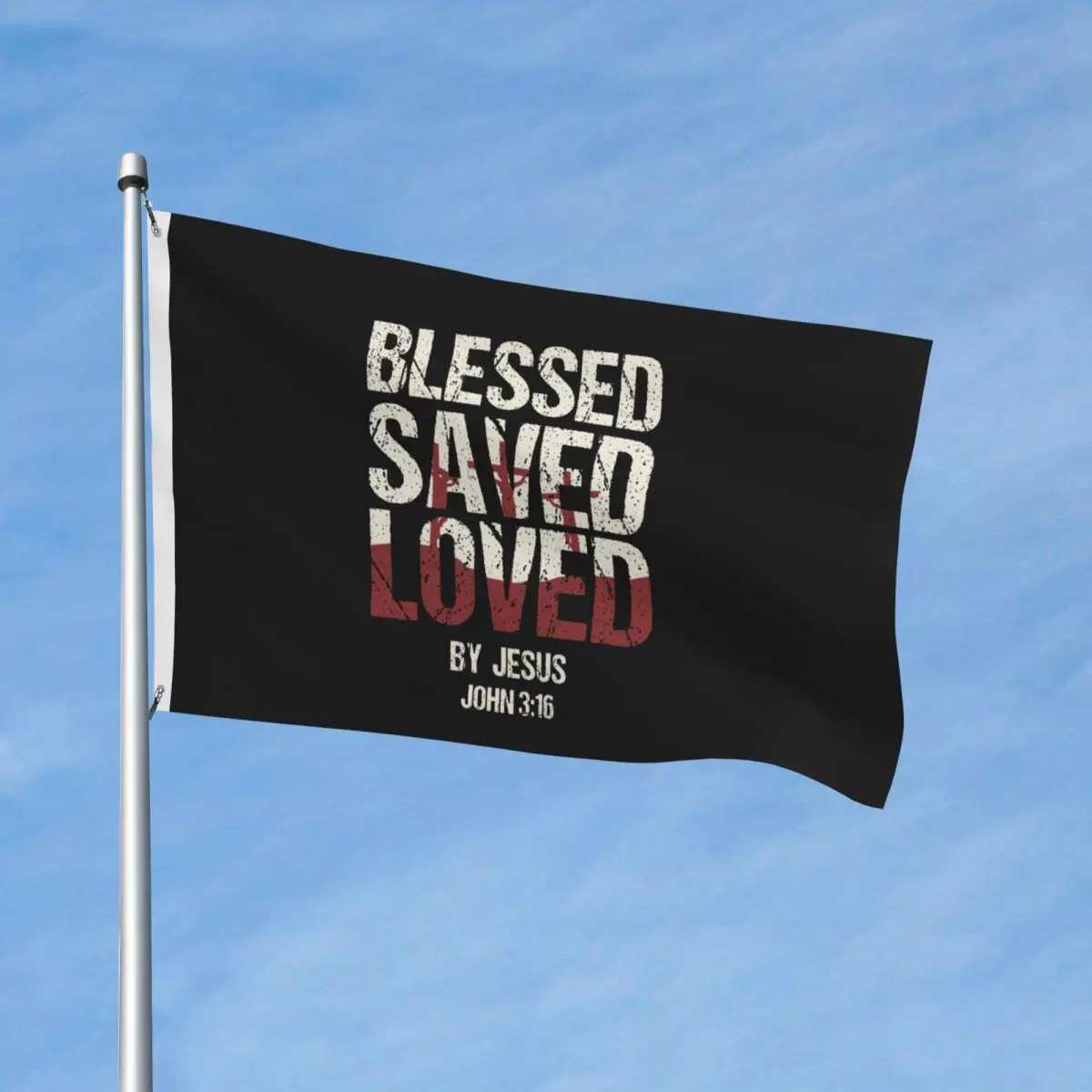 Christian Faith God Jesus Believer Blessed Saved Loved Flag Double Sided Outdoor Banner 2 Grommets Home Room Dorm Wall Decor