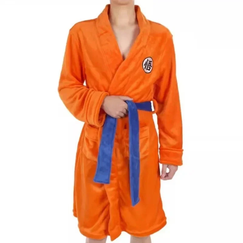 Anime Goku Kakarotto Cosplay Winter Bathrobe Bath Robe Costumes Coral Fleece Cotton Warm Unisex Nightgown Sleepwear Pajamas