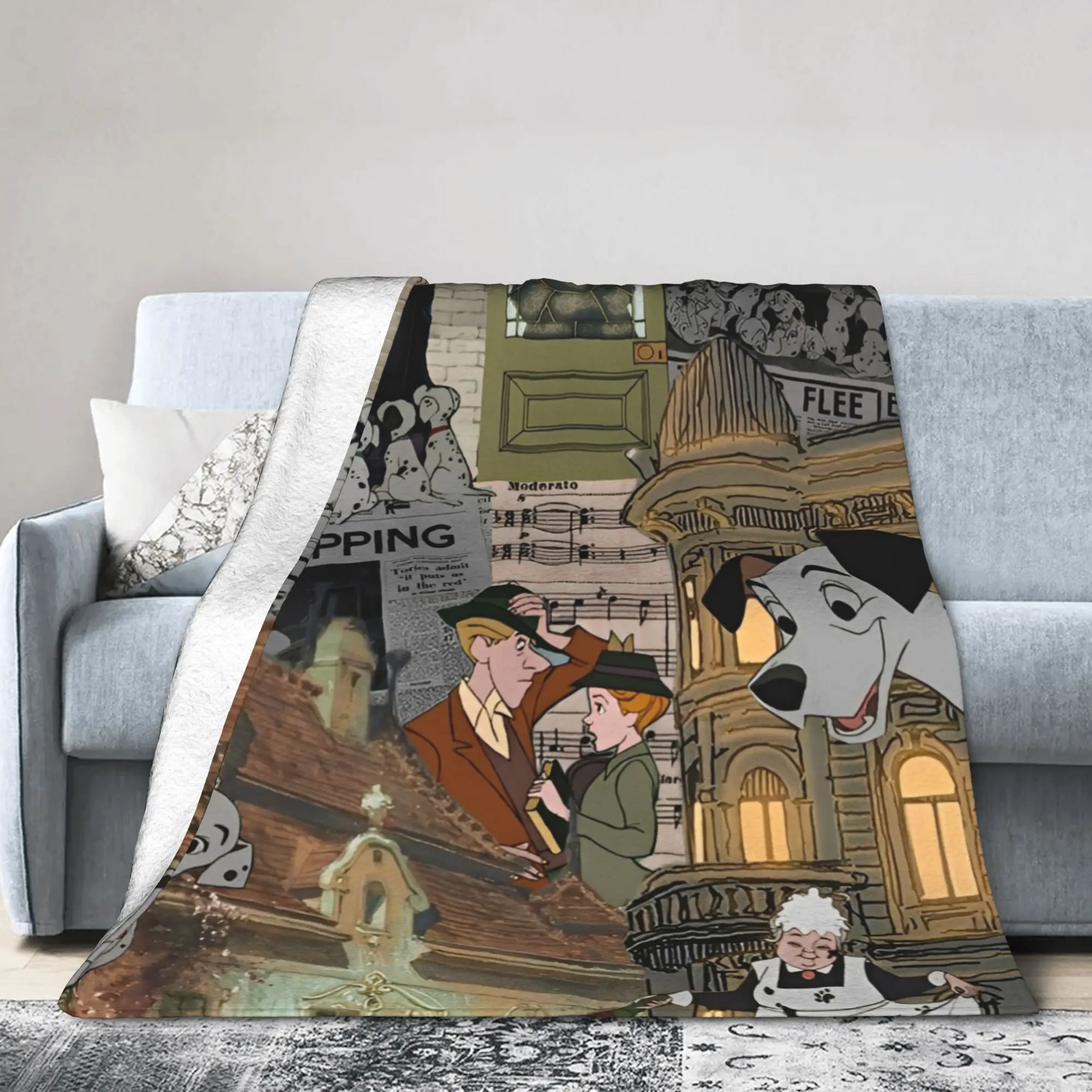 

101 Dalmatians Pongo Perdita Blankets Rolly Dogs Fuzzy Funny Warm Throw Blankets for Bedding Lounge Spring/Autumn Office