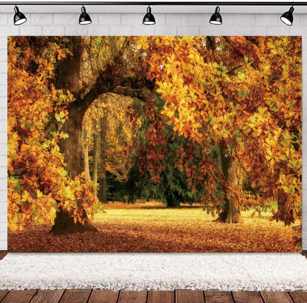 

Fall Leaves Forest Photography Backdrop Fall Wedding Foliage Party Autumn Park Bridal Shower Background Fall Birthday Outdoor