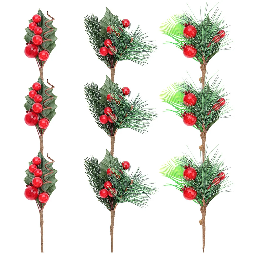 

9 pcs Lifelike Simulation Berry Bouquets Red Faux Berry Branches For Home Wedding Christmas Diy Photo Props Decorative Supplies
