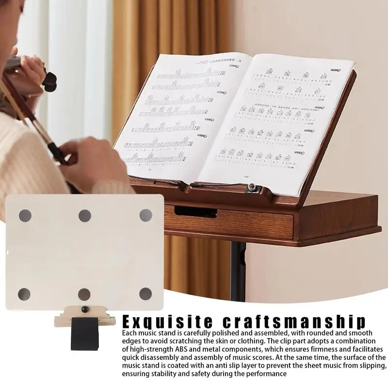 Soporte para partituras, soporte para violín, soporte montado en brazo, soporte para partituras de guitarra, soporte ligero para libros de música con banda elástica ajustable