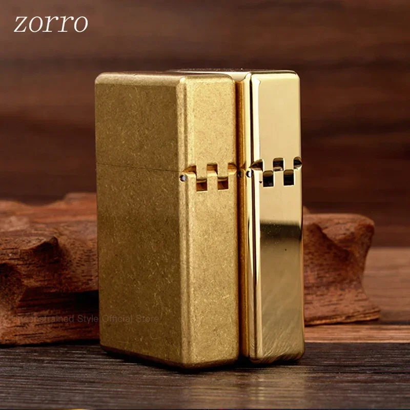 ZORRO Genuine Domestic 538 Thickened Brass Kerosene Lighter Narrow Machine Small Square Head Men\'s Tool Smoking Accessories