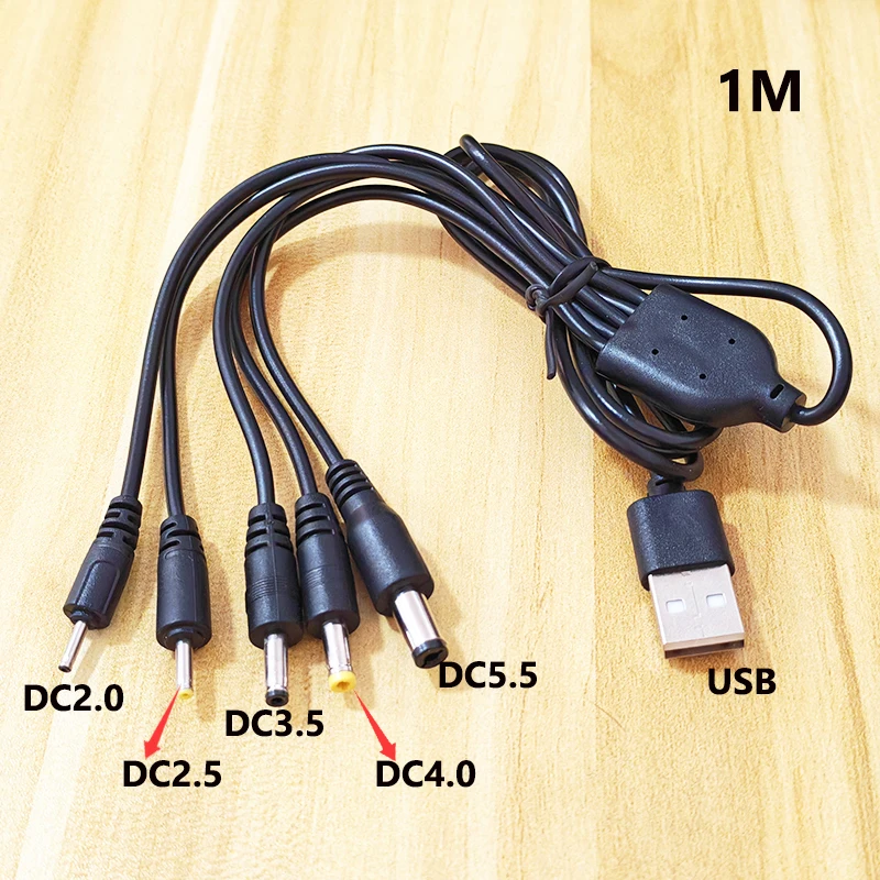 USB to DC Power Cable 1 to 2/5/8 Charging Cord with DC Jack & Micro USB/Type-C/Mini USBFor Router LED Light Small Electronics