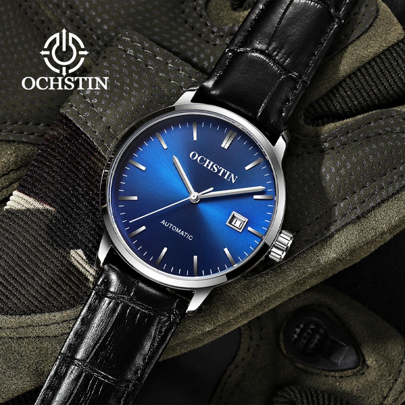 OCHSTIN New Sale Master Series Mens Watches Automatic Mechanical Luxury Classic Leather Strap Auto Date Waterproof Wristwatch