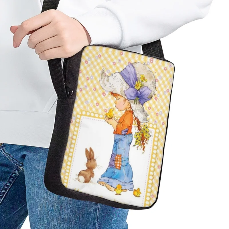 Cute Cartoon Girl Small School Bag Ajustável Crianças Book Bags Zippper Kids Schoolbags Lunch Box Bag Tote com Lunch Bag