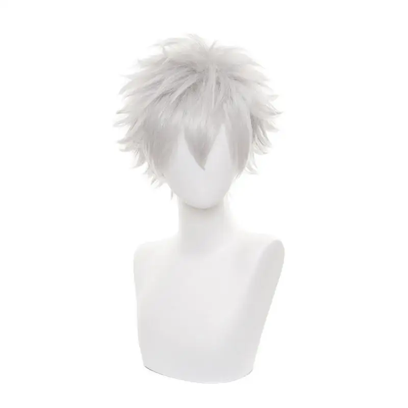 Anime Gintama Sakata Gintoki Cosplay Wig Silver Gray Short Hair Heat Resistant Synthetic Halloween Party Accessories Props