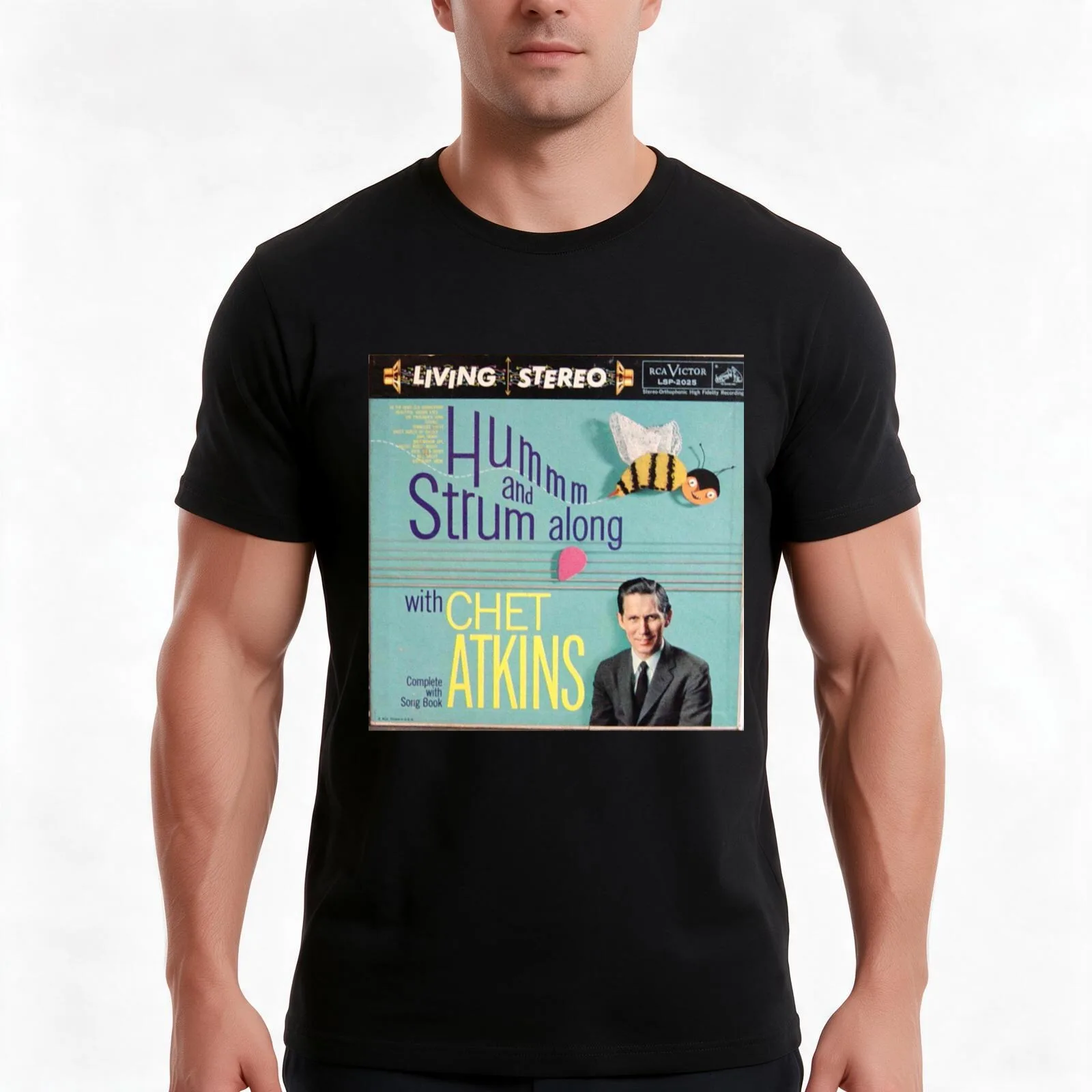 Hum & Strum with Chet Atkins T-Shirt, Summer Casual Cotton Tee, Oversized Streetwear Tops, Vintage Graphic Print, 100% Cotton