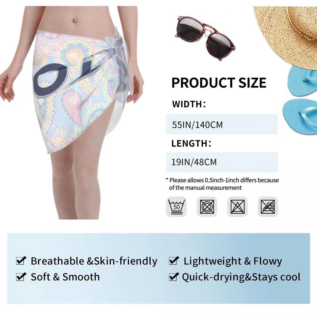 I-izodes – Sarongs courts personnalisés pour femmes, enveloppe de plage, impression 3D, pour maillots de bain, Bikini, Cover-up pour maillot de bain
