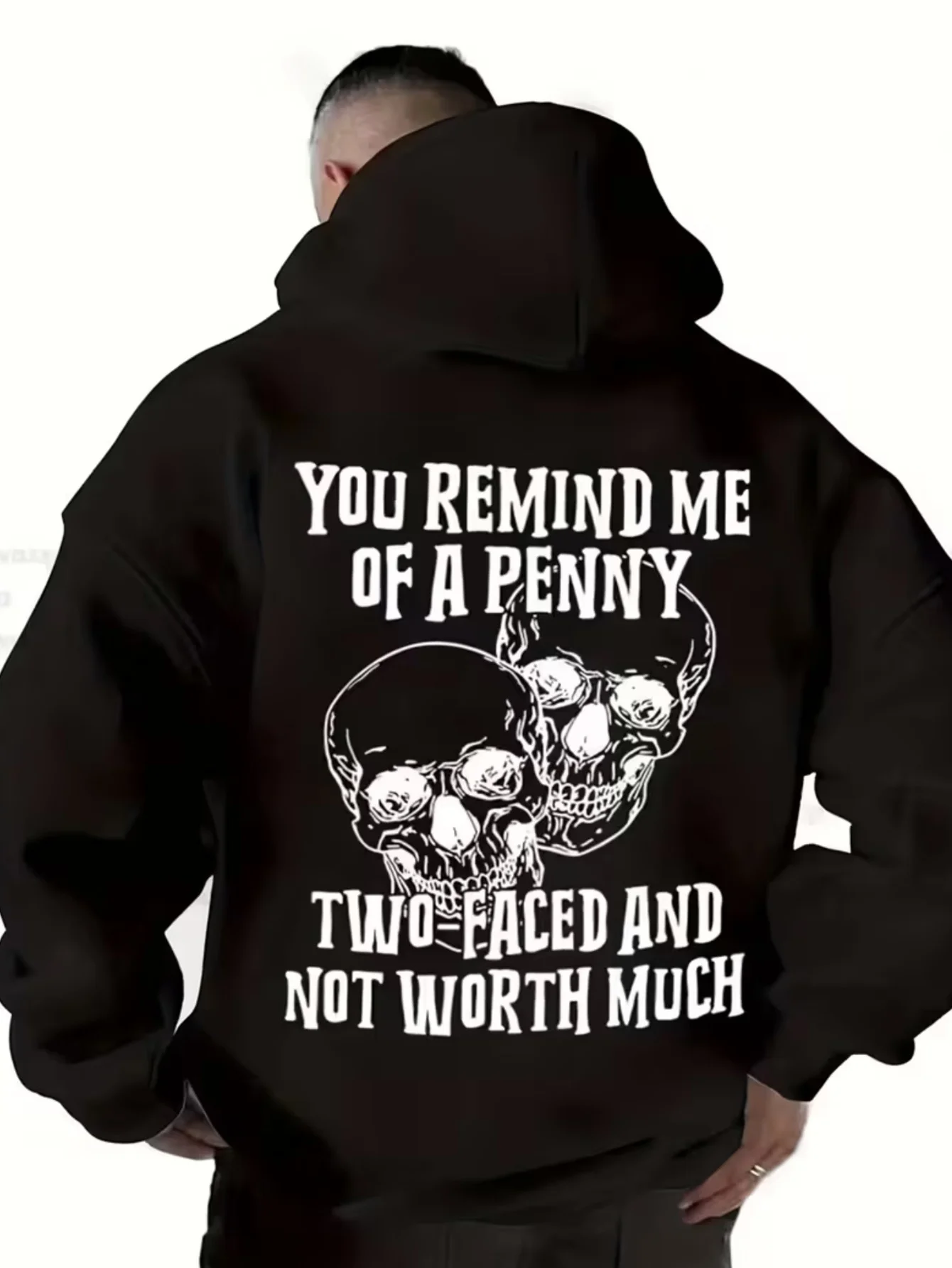 Sarcastic Quotes Featuring Twin Skulls Printed Premium Spring Autumn Men's Long Sleeve Casual Hoodies