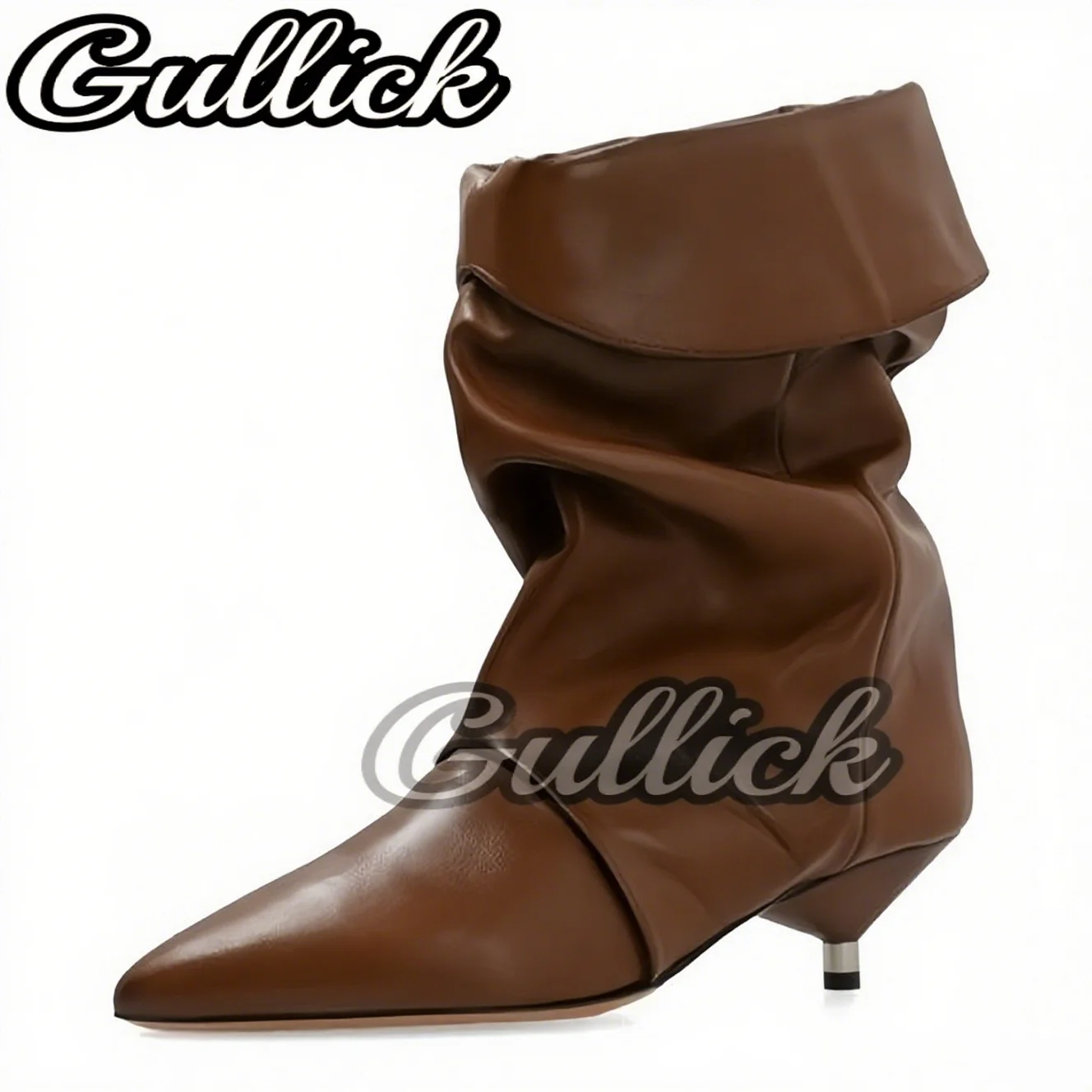 

Brown Leopard Print Boots Pointed Toe Botas Women Luxury Designer Shoes Mixed Color Pleated Booties Silver Black Autumn Winter