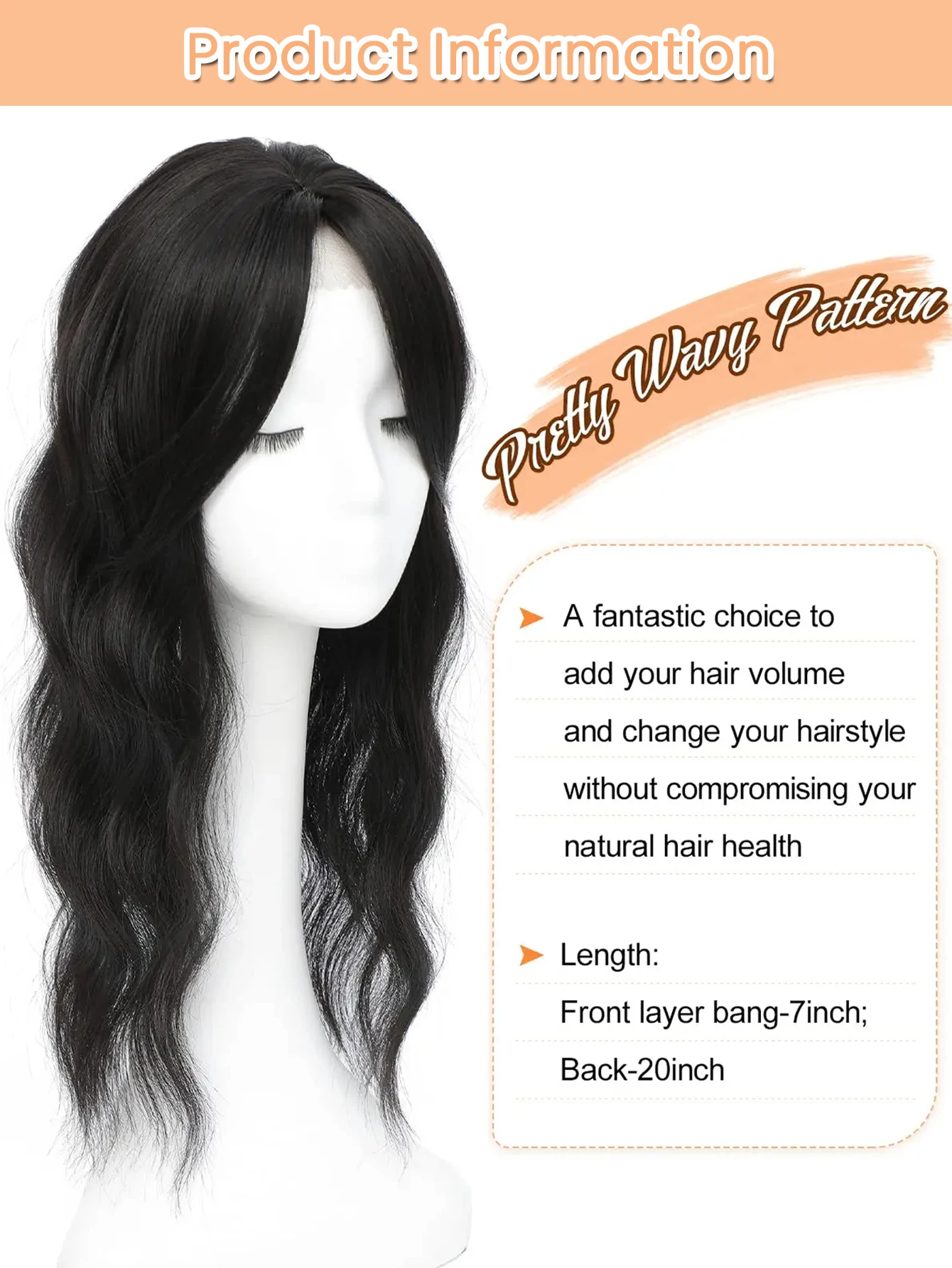 22 بوصة الاصطناعية توبر الباروكات متموجة دبوس الشعر كليب على الجزء العلوي من شعر المرأة قطعة الشعر التمديد طبيعي مجعد براون أسود LM #2