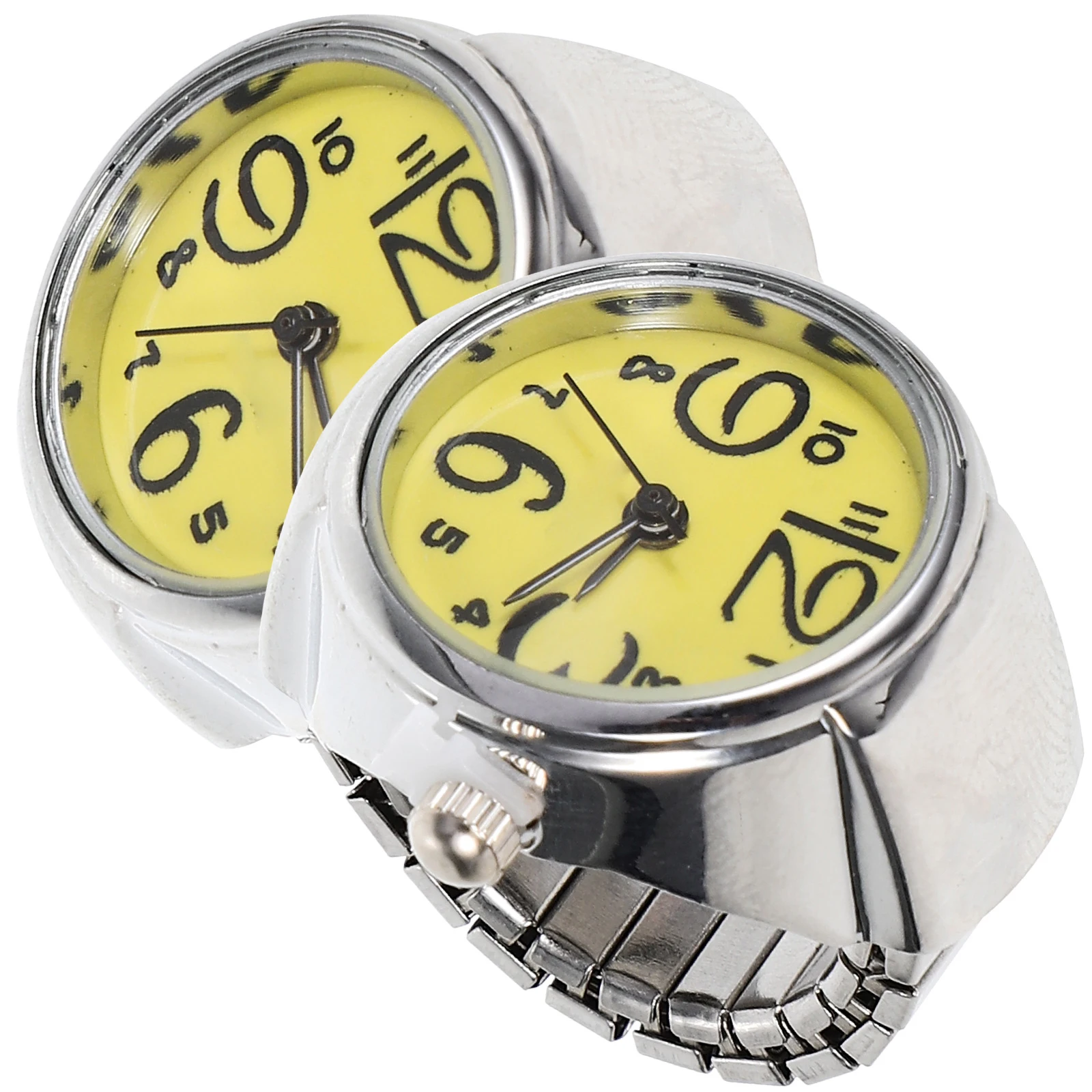 

2 Pcs Couple Ring Watch Finger Ladies Wrist Watches for Women Girls Mini Lovers