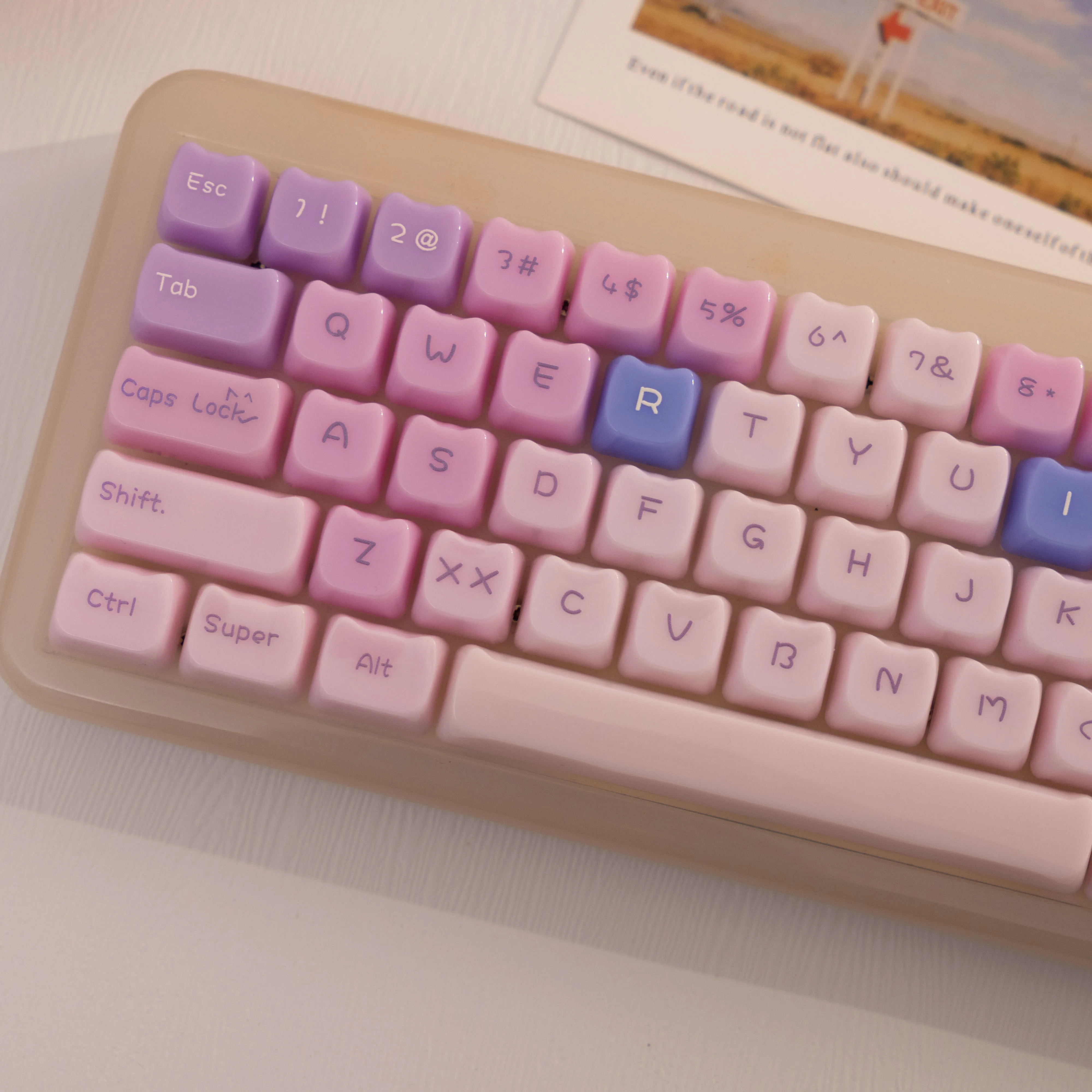 

140-key PinkCat Keycap Cat-shaped UV process MAO Contour Compatible with MX for Keyboard Fit 61/64/68/87/96/104/108