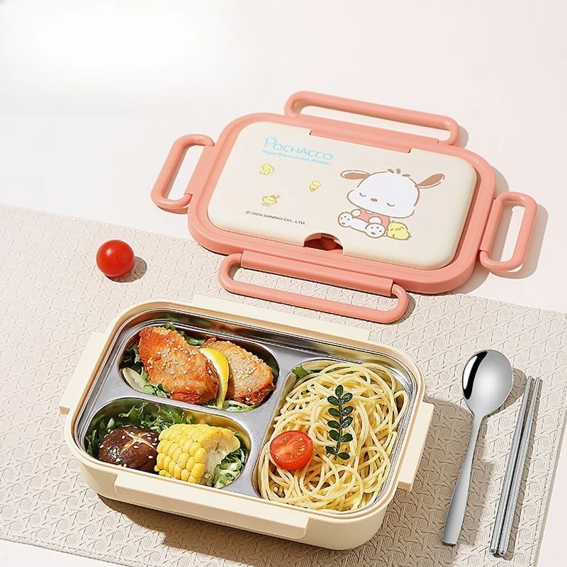 

Kawaii Hello Kitty Kuromi Cinnamoroll Pochacco Sanrio Stainless Steel Cute Cartoon Student Lunch Box Bento Case Gift for Girls