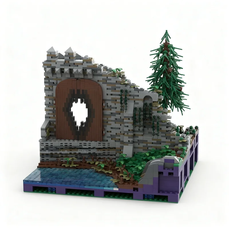 2327pcs MOC C12 Castle Hohengeroldseck - Gate Ruins At The River Landscape Expansaion 1 Model Building Blocks Toy Education DIY