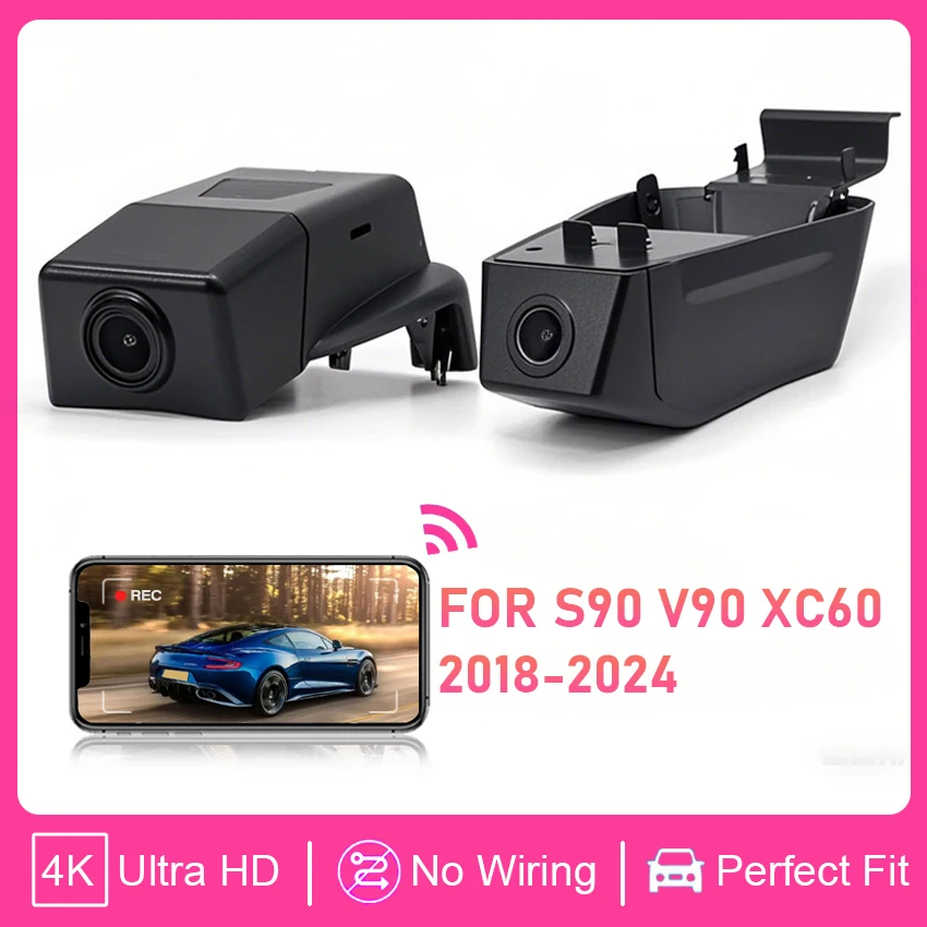 

Для Volvo S90 V90 XC60 2018-2024 Передняя и задняя видеорегистратор 4K для автомобильной камеры, видеорегистратора, WIFI, автомобильного видеорегистратора, записывающие устройства