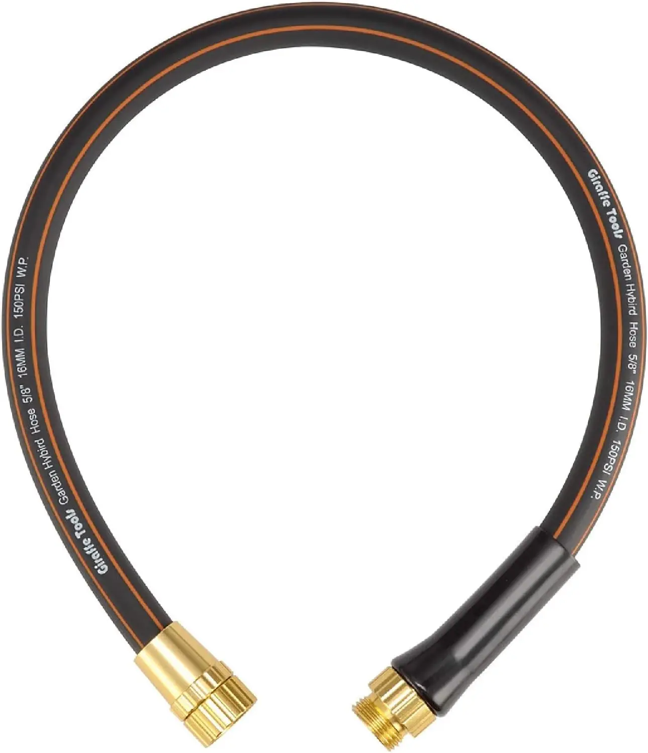 

Garden Hose 5/8 Inch Heavy Duty Hybrid Lightweight with Bend Protection, 2.5ft Male to Female Fittings, Burst 600 PSI Short