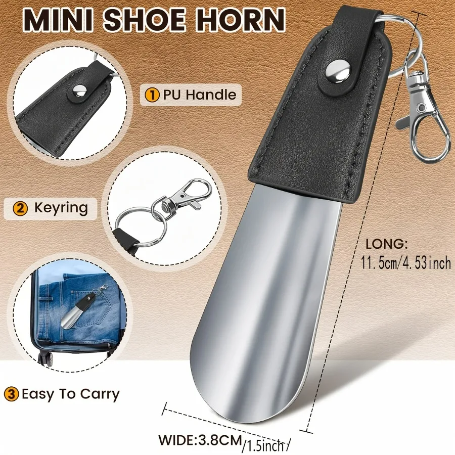 1Pc Portable Mini Shoe Horn, Durable Metal, Compact Fashionable Design for Home Travel, Gift for Father's Mother's Day