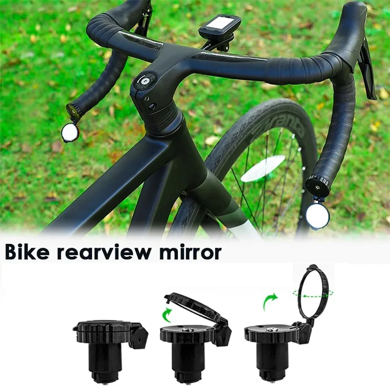 

Bicycle Handlebar Convex Mirror HD Adjustable Rotate Bike Handlebar Plug Rear View Mirror For MTB Road Bike Accessories