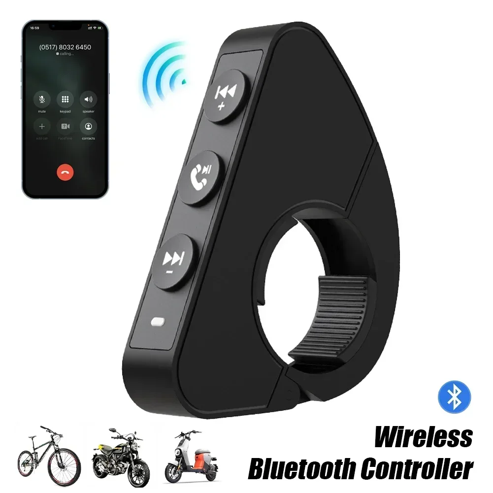 Wireless Bluetooth 5.3 Remote Button Helmet Earphone Motorcycle/Bike Handlebar Media Controller Steering Wheel Remote Control