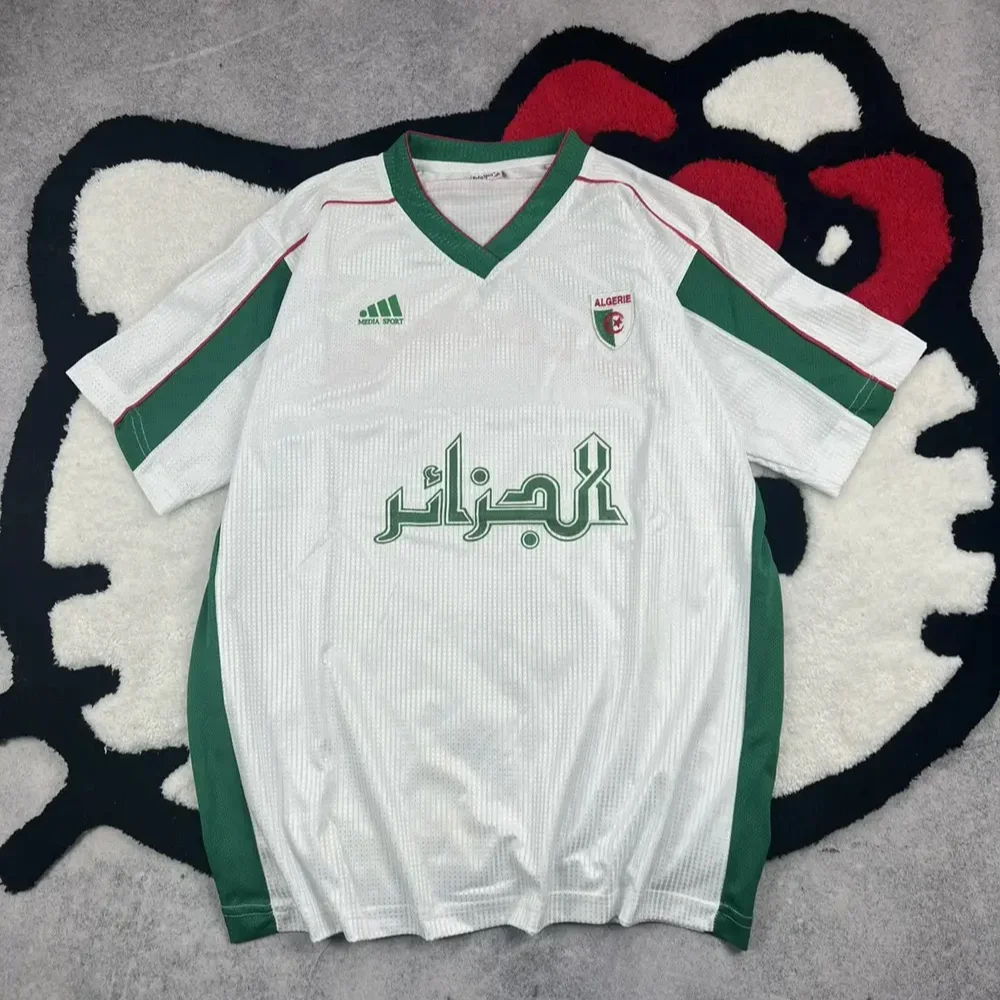 

Summer Men's Clothes Vintage 90s Algeria Football National Soccer Y2K Jersey Breathable Quick-Drying Tee Sport Motorcycle Top