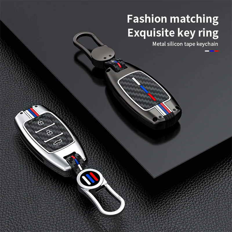 Zinc Alloy Car Key Case For Hyundai Palisade Grandeur Azera Elantra GT Kona 2018 2019 Remote Fob Protector Cover Accessories