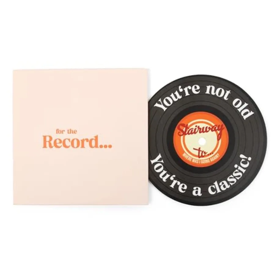 

Funny Birthday Gift for Men and Women - For the Record Vinyl Birthday Card with Envelope 30th, 40th, 50th, 60th, and 70th Birth