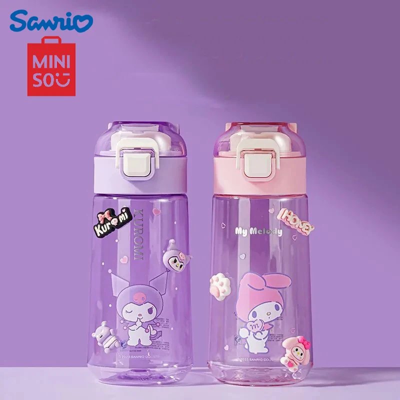 MINISO My Melody 620ML Drinking Cup Kawaii Pochacco Portable Sealed Water Bottle Cartoon Cinnamoroll Drink Directly Water Cup