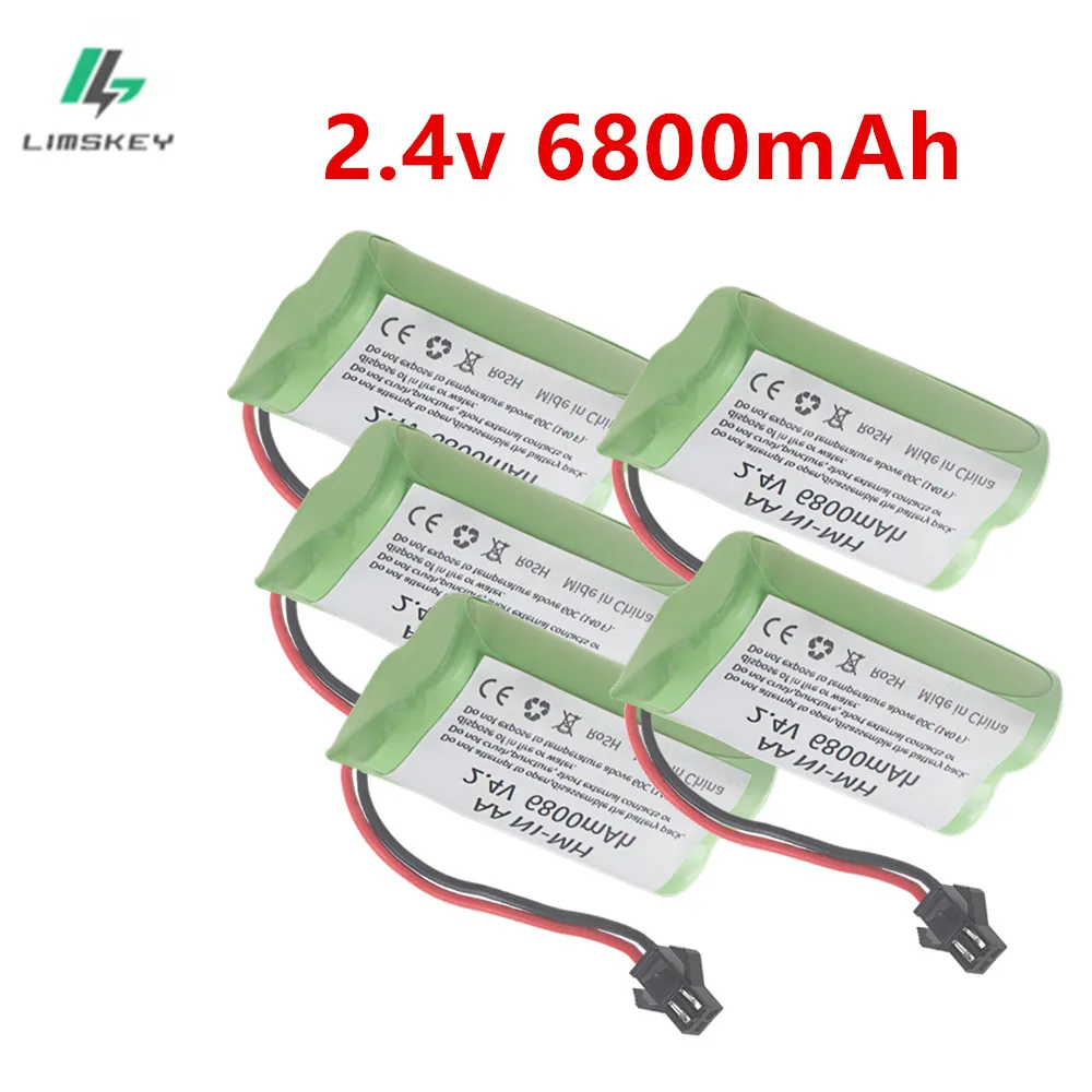 2.4V NiMH 6800mah Battery with SM Plug for Rc toy Car Tanks Trains Robots Boat Guns parts Ni-MH AA 2.4 v Rechargeable Battery