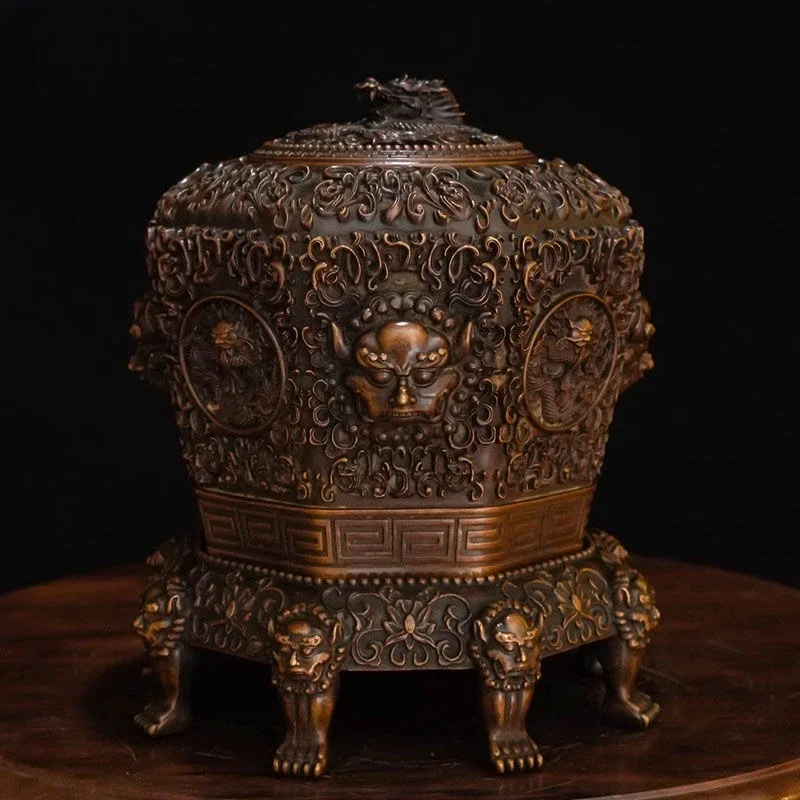 Household bronze old relief aromatherapy stove indoor agarwood incense burner ornament