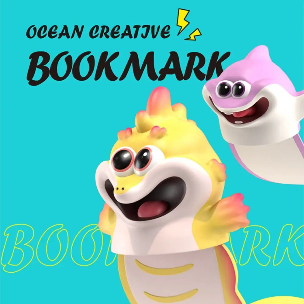 Manta Ray Marine Organism Bookmark Sea Horse Dolphin 3D Cartoon Book Marker Pagination Mark PVC Squashed Jellyfish Bookmark