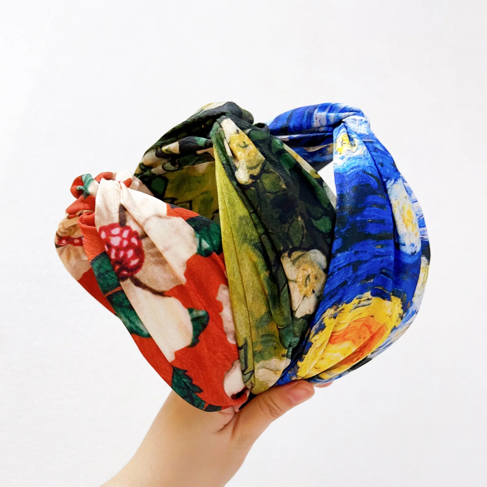 Винтажный аксессуар для волос, 1 шт., широкая повязка на голову, картина маслом, принт, повышенная корона, дизайн, удобная посадка для женщин, новинка в стиле бохо