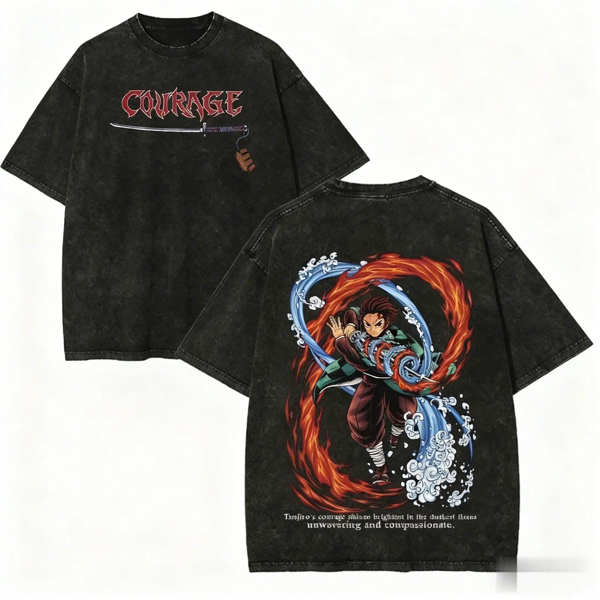 

Новая футболка оверсайз «Истребитель демонов: Танджиро» 2026 года, летняя, с винтажным эффектом, аниме-графика, премиум-хлопок, уличная одежда для мужчин и женщин
