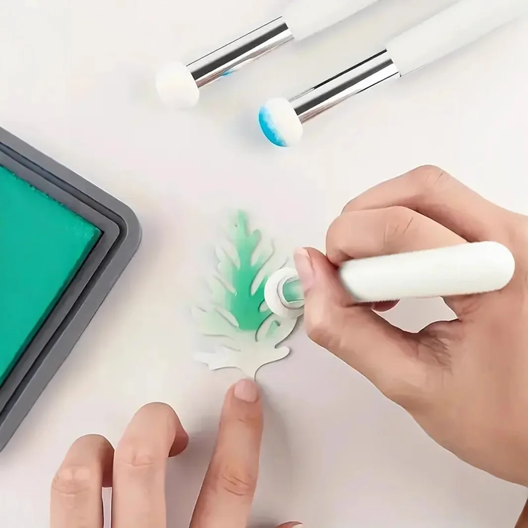 مجموعة أدوات مزج الحبر الصغيرة المكونة من 4 قطع، أدوات تطبيق إسفنجية ناعمة للحرف الورقية المفصلة وسجل القصاصات