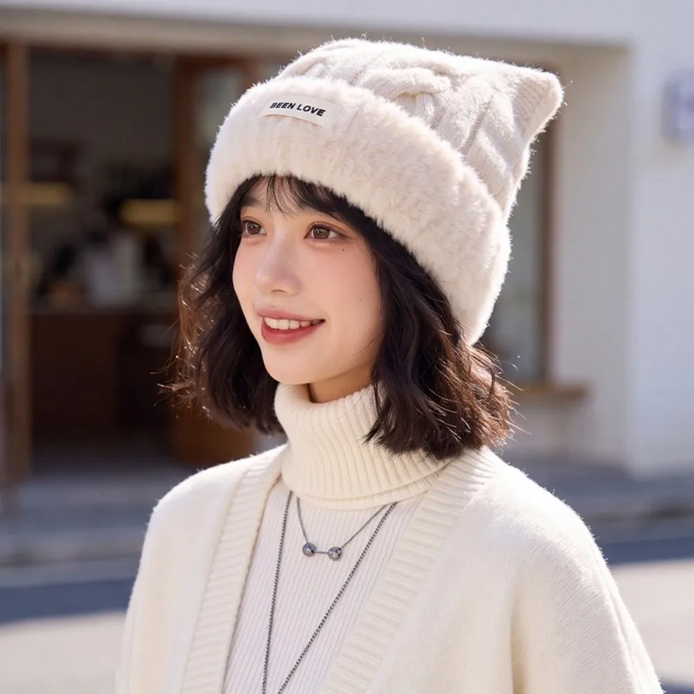 Acrylic Material Knitted Beanie Hat 56cm To 58cm Head Circumference Fleece Lined Fall Winter Beanie Hat Warm Thick