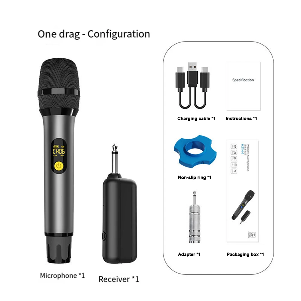 

Professional Wireless Handheld Microphone Dynamic Mic For Karaoke Singing Party Speech Club Wedding Rechargeable With Receiver