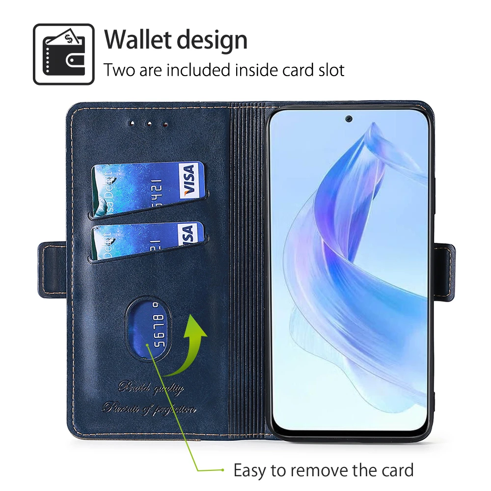 Leather Wallet Book Case for Honor 90 80 70 60 50 30 20 10 Pro Flat GT SE 90 Lite 30S Magnetic Flip Phone Case with Card Slots