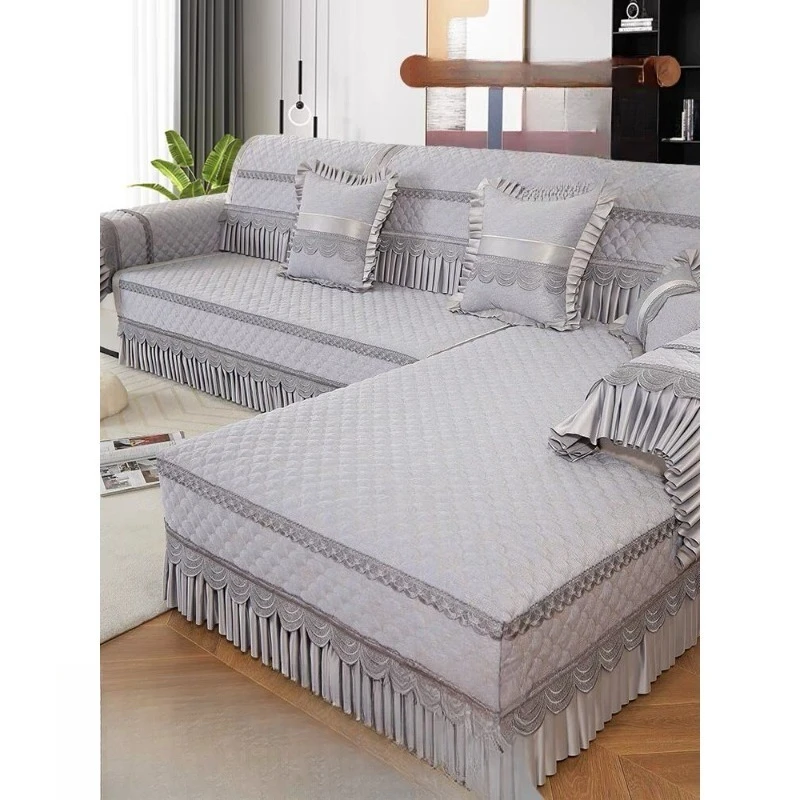 European Style Full Wrap Universal Sofa Slipcover, Non-slip Sofa Cushion & Backrest Towel, All-season Decor Cover
