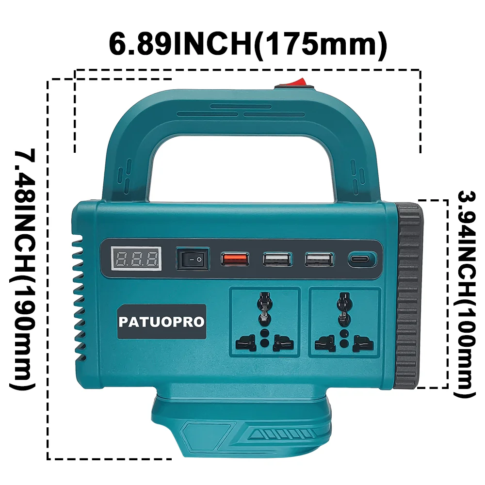 Multifunction Intelligent Inverter Converter Portable DC 21V To AC 180V-220V Battery Inverter For Makita 18V Battery(No Battery)